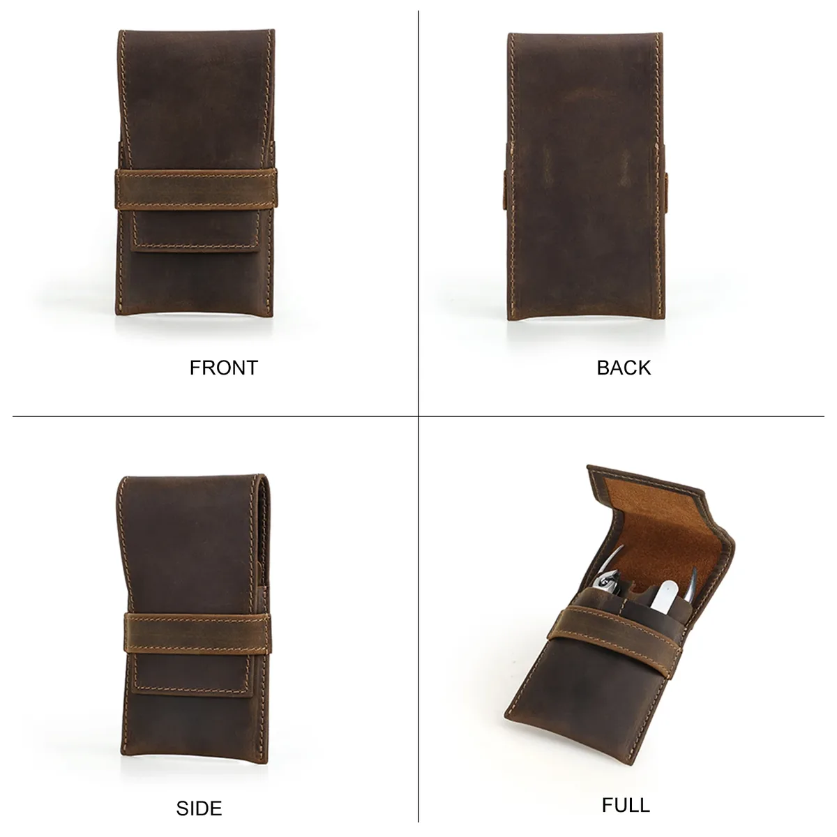étui en cuir véritable pour kit de manucure et de pédicure, sac de rangement pour coupe-ongles, outils, sac de voyage pour ciseaux à ongles