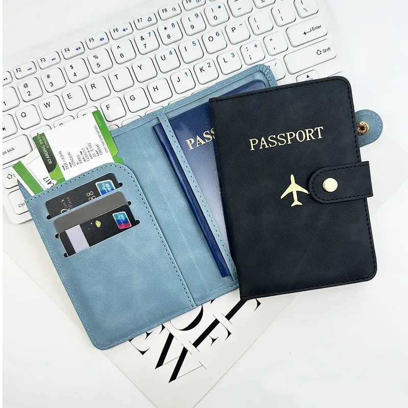 couverture de passeport à loquet d'avion unisexe, couverture de passeport de voyage, porte-carte d'identité, porte-carte de crédit, porte-passeport, accessoires de voyage