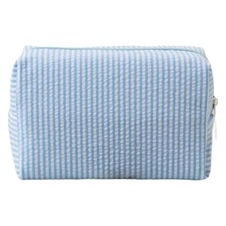 sac à cosmétiques rayé pour femmes, organisateur de maquillage de voyage à la mode, pochette de toilette portable à fermeture éclair pour filles