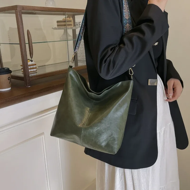 sac à bandoulière vintage en cuir pu pour femme, grande capacité, style hobo, avec large sangle, sac à main décontracté, sac à bandoulière quotidien, qualité supérieure