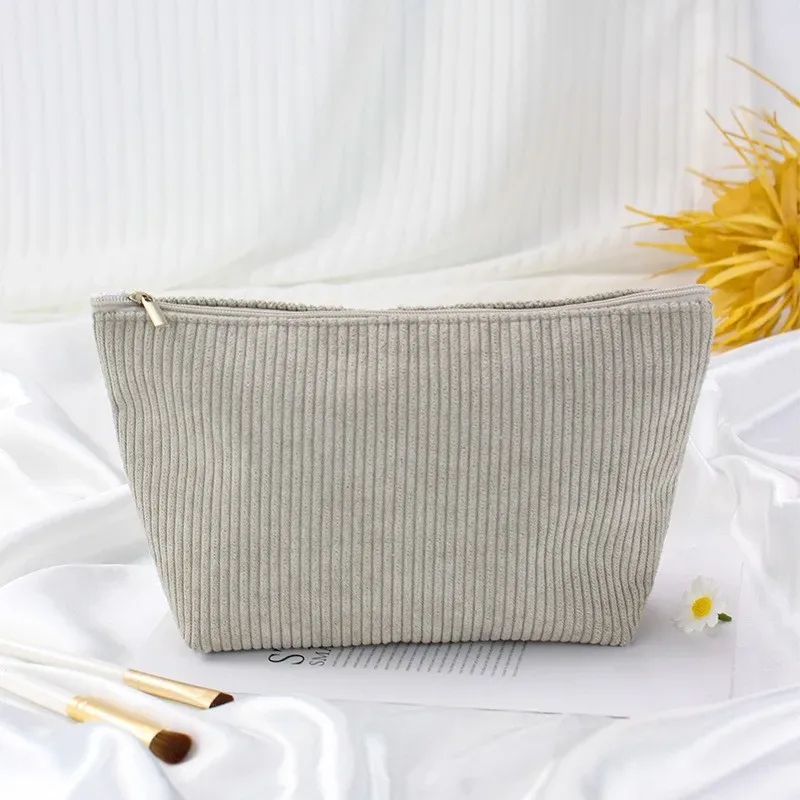 nouveau sac de maquillage octogonal en velours côtelé pour femmes, sac de rangement portable de grande capacité, trousse de toilette de voyage ms04