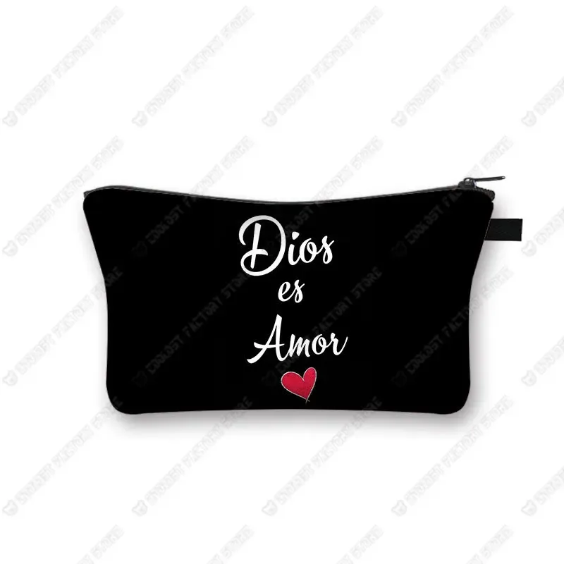 trousse à cosmétiques avec verset de la bible chrétienne en espagnol, trousse de maquillage, trousse de beauté, trousse de toilette