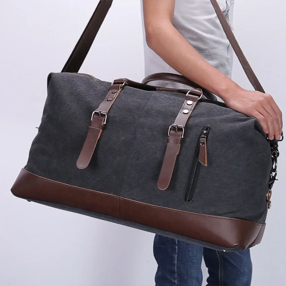 sacs de voyage en toile et cuir pour hommes, bagages à main, sacs de sport, fourre-tout de voyage, grand sac de week-end, sac de nuit, original