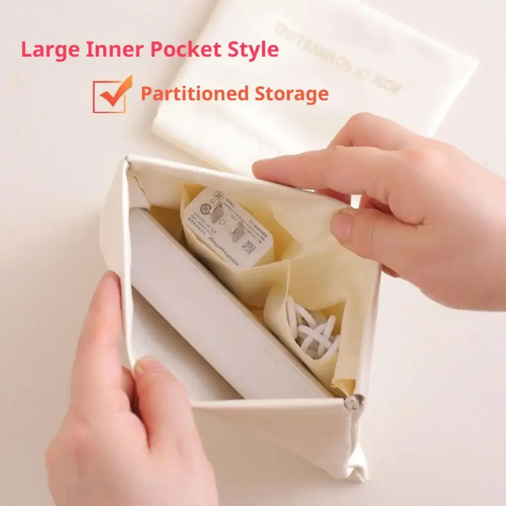 pochette de voyage imperméable en cuir pu végétalien pour cosmétiques, mini sac de rangement pour écouteurs et câbles de charge, organiseur de maquillage