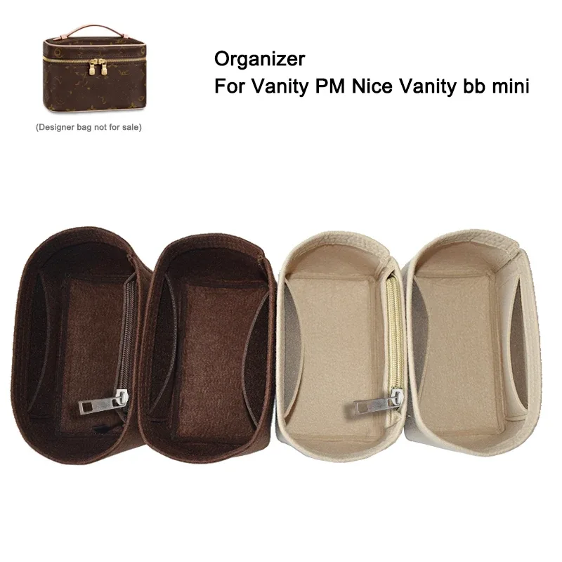 organisateur de sac d'insertion pour vanity pm nice bb nano mini, sac à main intérieur de étui à cosmétiques de luxe pour femmes, sacs de maquillage façonnant la doublure