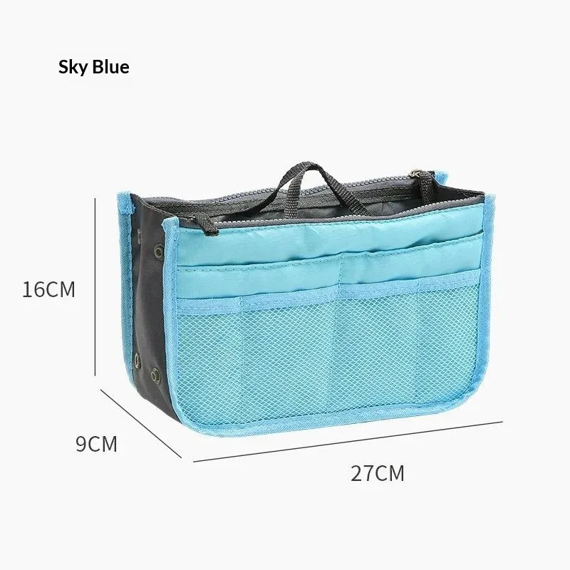 sac de rangement multifonctionnel à double fermeture éclair, grande capacité, pour le rangement et la classification des articles de maquillage et de toilette