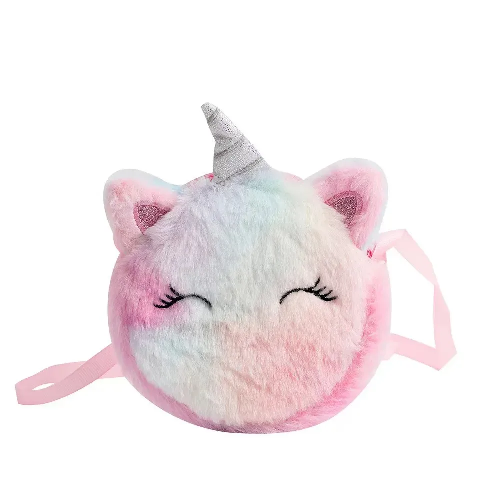 sac à bandoulière en peluche pour enfants, portefeuille licorne de dessin animé mignon, sac à main pour filles, accessoires pour bébés