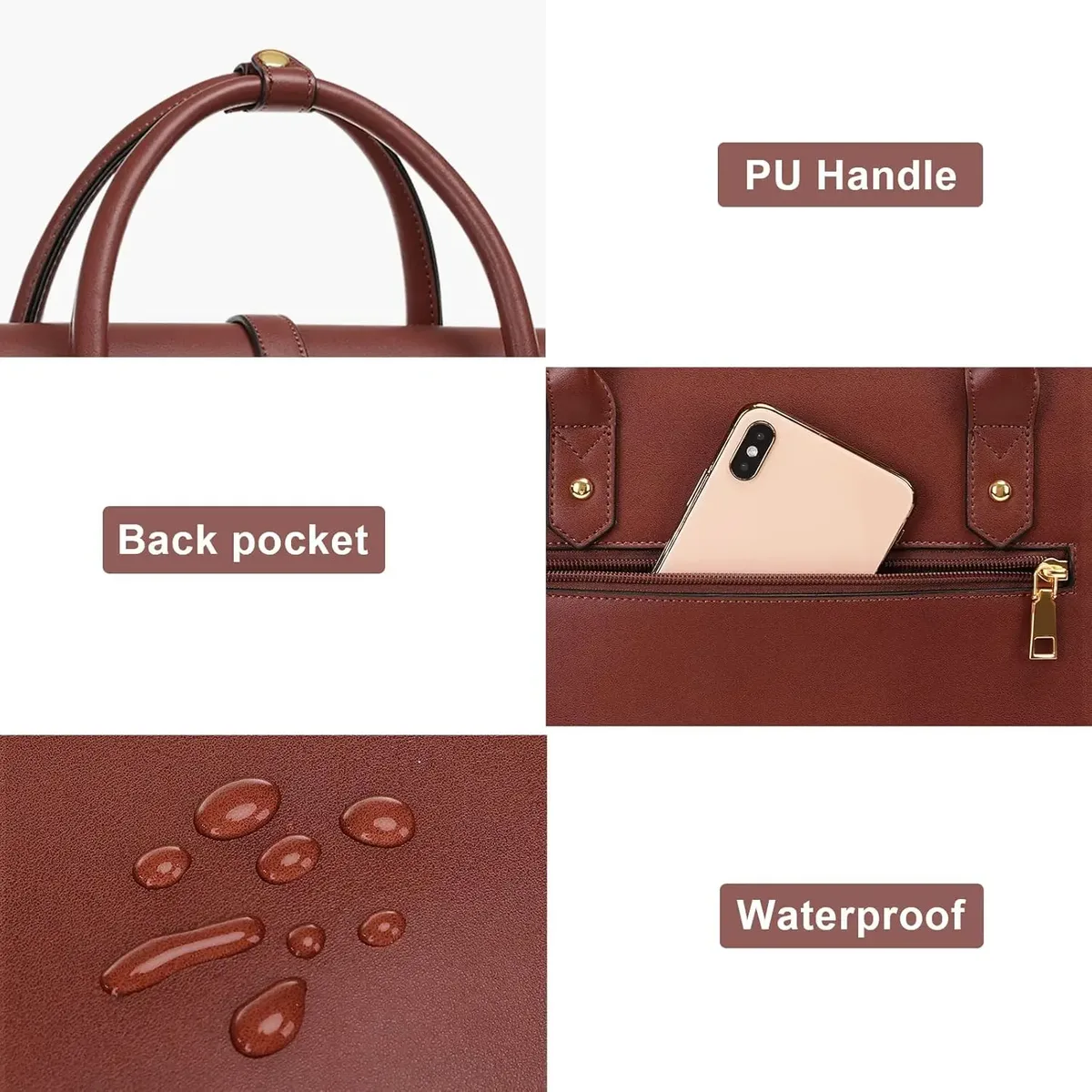 mosiso sac fourre-tout pour femme pour macbook 13 14 15 16 17.3 pouces ordinateur portable en cuir pu sac à bandoulière sac à dos sac à main double usage