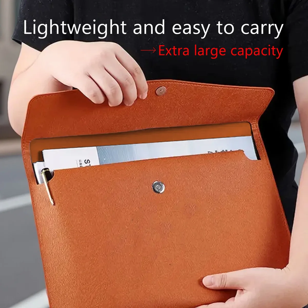 porte-documents a4 en cuir pu personnalisé, 5 couleurs au choix, organiseur de dossiers élégant pour le bureau et les voyages d'affaires