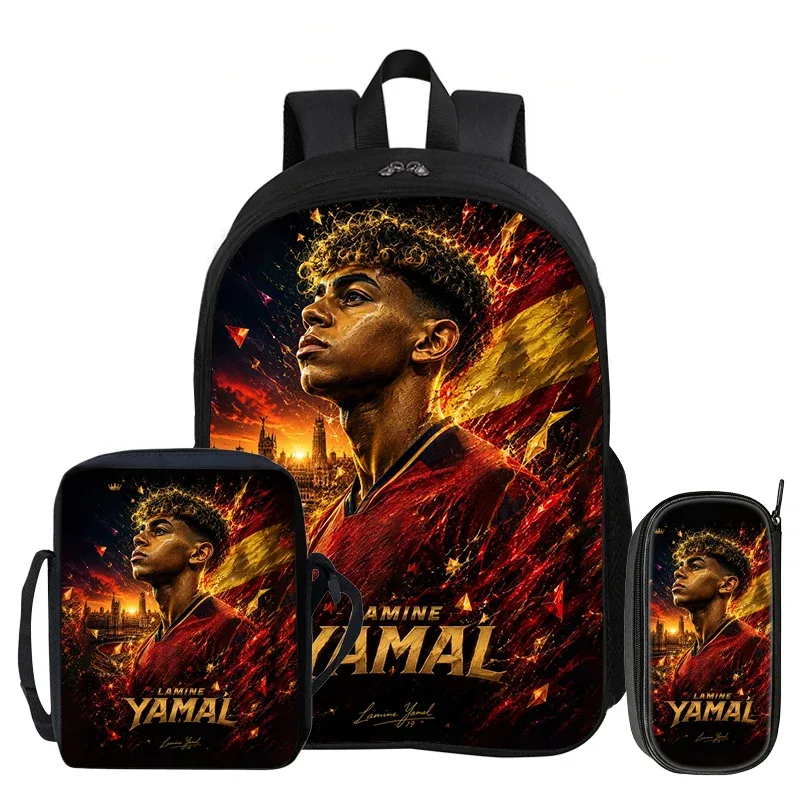 ensemble de 3 sacs à dos pour enfants, sac à dos de sport de football, sac à dos de star du football l-lamin yamal, sac à bandoulière pour étudiants, sacs à crayons