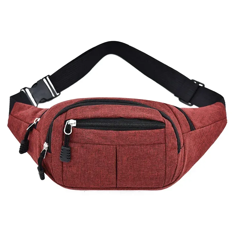 sac banane de taille unisexe pour hommes, sac de poitrine étanche, sac de sport de plein air, pochette en toile, pochette banane à bandoulière