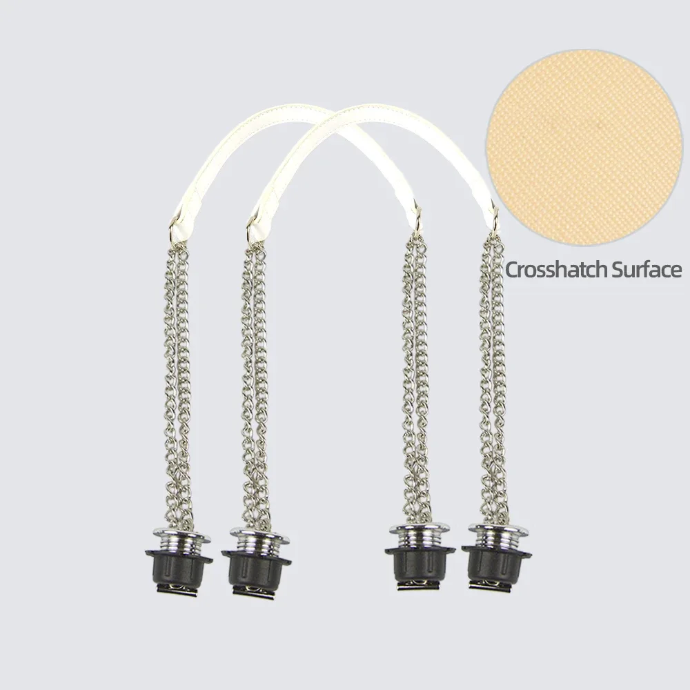nouvelle paire de chaînes doubles longues argentées obag avec vis à placage métallique pour poignée obag, sac à main pour femme, sac à bandoulière