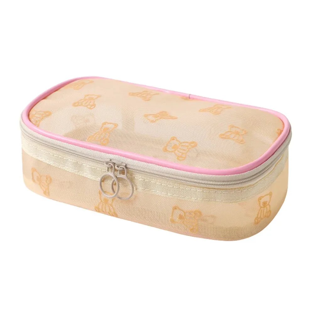 sacs à cosmétiques en maille grande capacité, pochette de rangement multifonctionnelle pour articles de toilette, fermeture éclair avec poignée, organisateur d'objets divers pour le camping