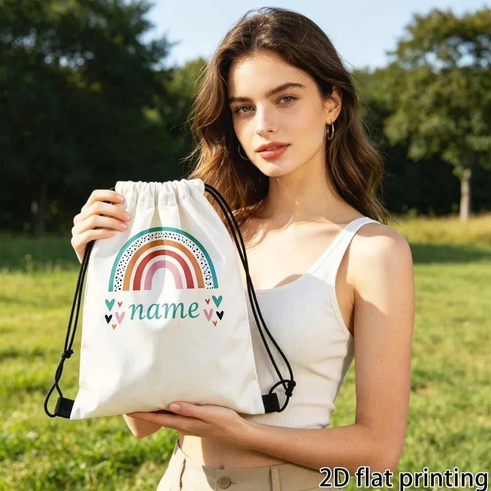 sac à dos à cordon personnalisé avec nom/texte, sac à cordon portable, adapté pour la salle de sport, les voyages, le sport, cadeau de rentrée scolaire, 1 pièce