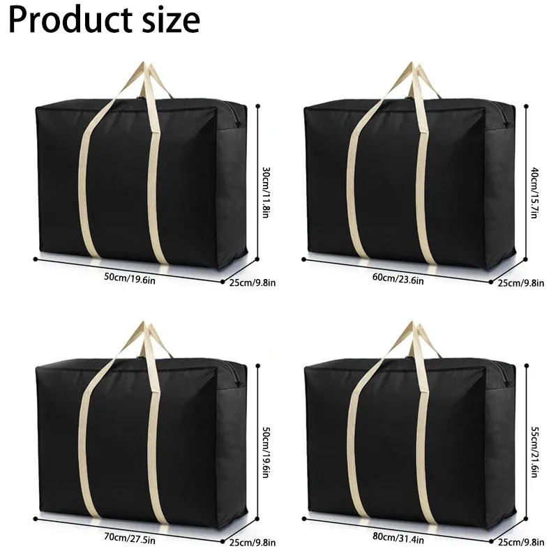 sacs de rangement robustes en non-tissé, extra grands, pliables, pour déménagement, organisateur de placard pour vêtements, couvertures, résistants à l'humidité, avec fermeture éclair