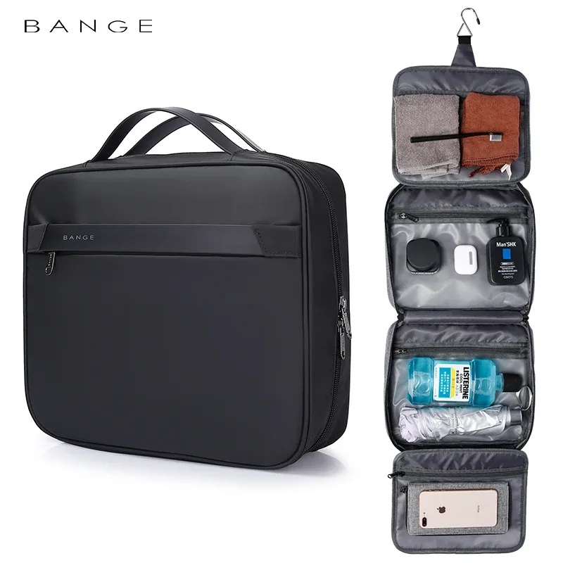 Trousse Toilette Oxford Gris Noir Polyester Décontracté Étui Cosmétiques Boîte Format Rectangulaire Fermeture Éclair Voyage