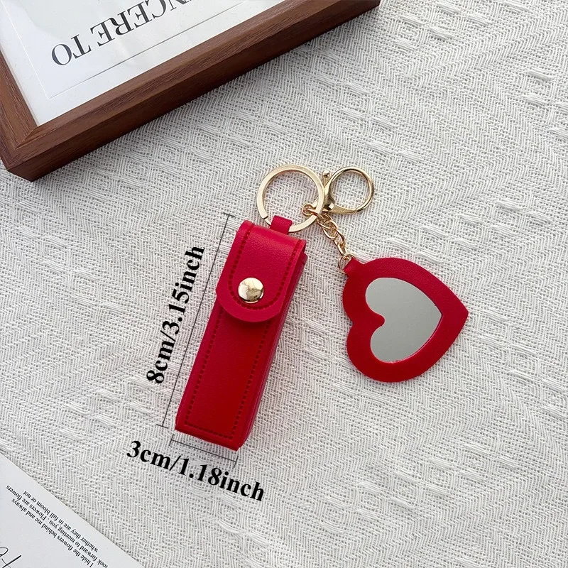 trousse cosmétique cuir motif coeur rouge bleu rose beige portable miroir lipstick transport voyage