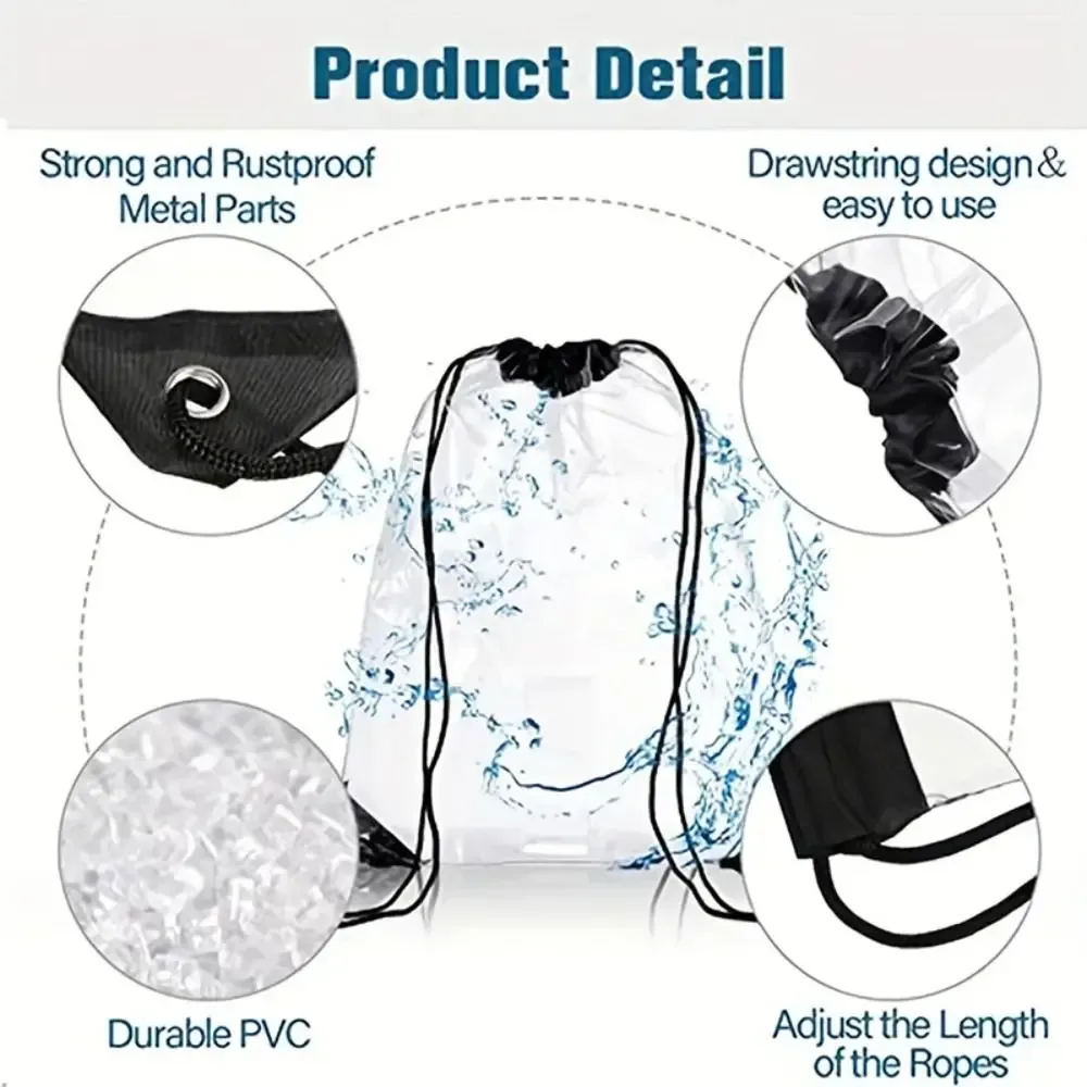 sac à dos à cordon de serrage de grande capacité, sac de plage étanche en pvc transparent, sac à dos de sport, sac de rangement de voyage, sac de gelée pour hommes