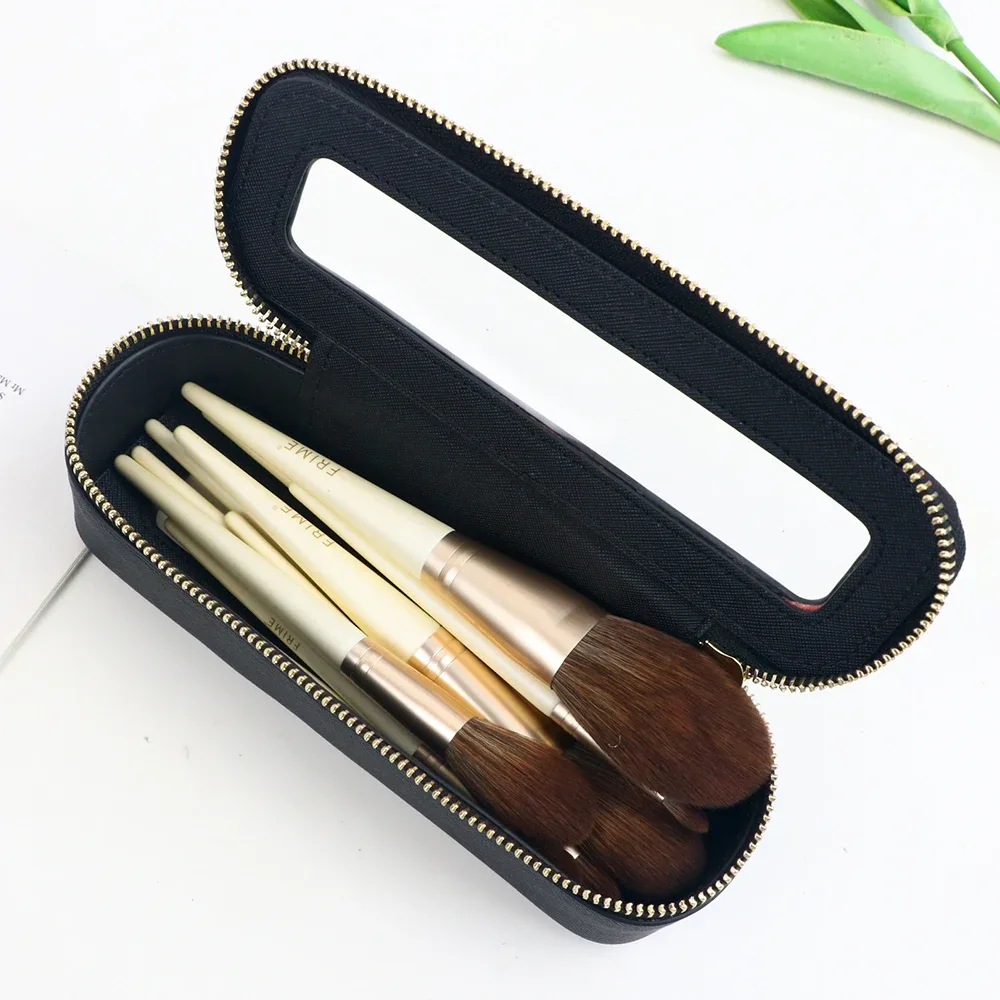 sac de rangement portable en cuir pu transparent personnalisé pour pinceaux de maquillage, accessoire de rangement pour articles de toilette quotidiens