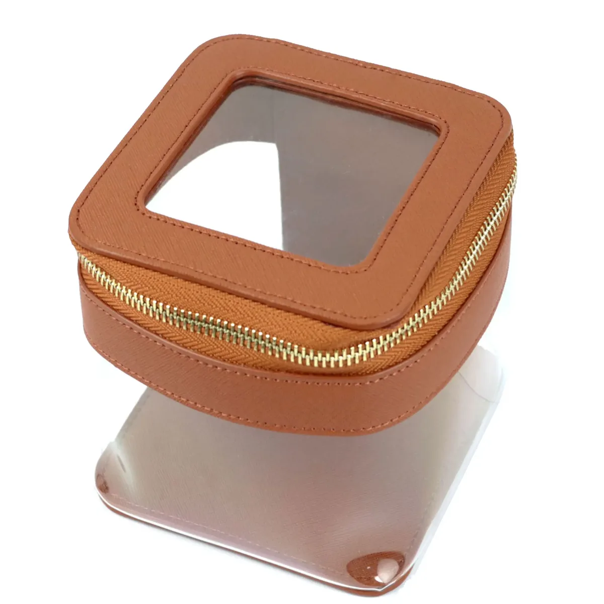 sac à cosmétiques en cuir saffiano avec lettres personnalisées, étui de rangement de maquillage transparent en pvc tpu, organisateur de rouge à lèvres de voyage, sac à cosmétiques