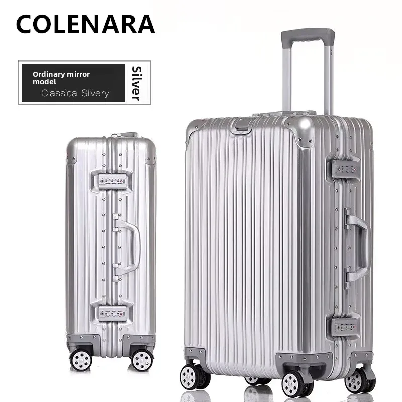 valise colenara 20"24"26"29 pouces, valise à roulettes en alliage d'aluminium et de magnésium, bagage de cabine, sac de voyage, valise à roulettes pour homme, valise de voyage d'affaires
