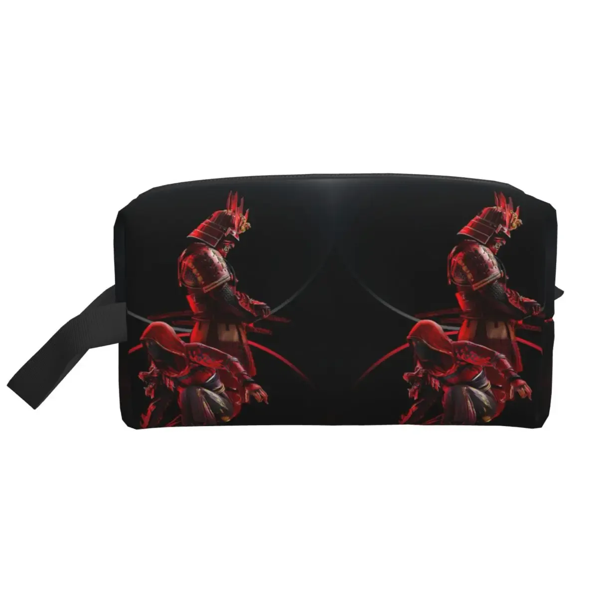 trousse polyester motif géométrique figure blanc rouge epée classique imperméable cosmétique voyage sacoche maquillage