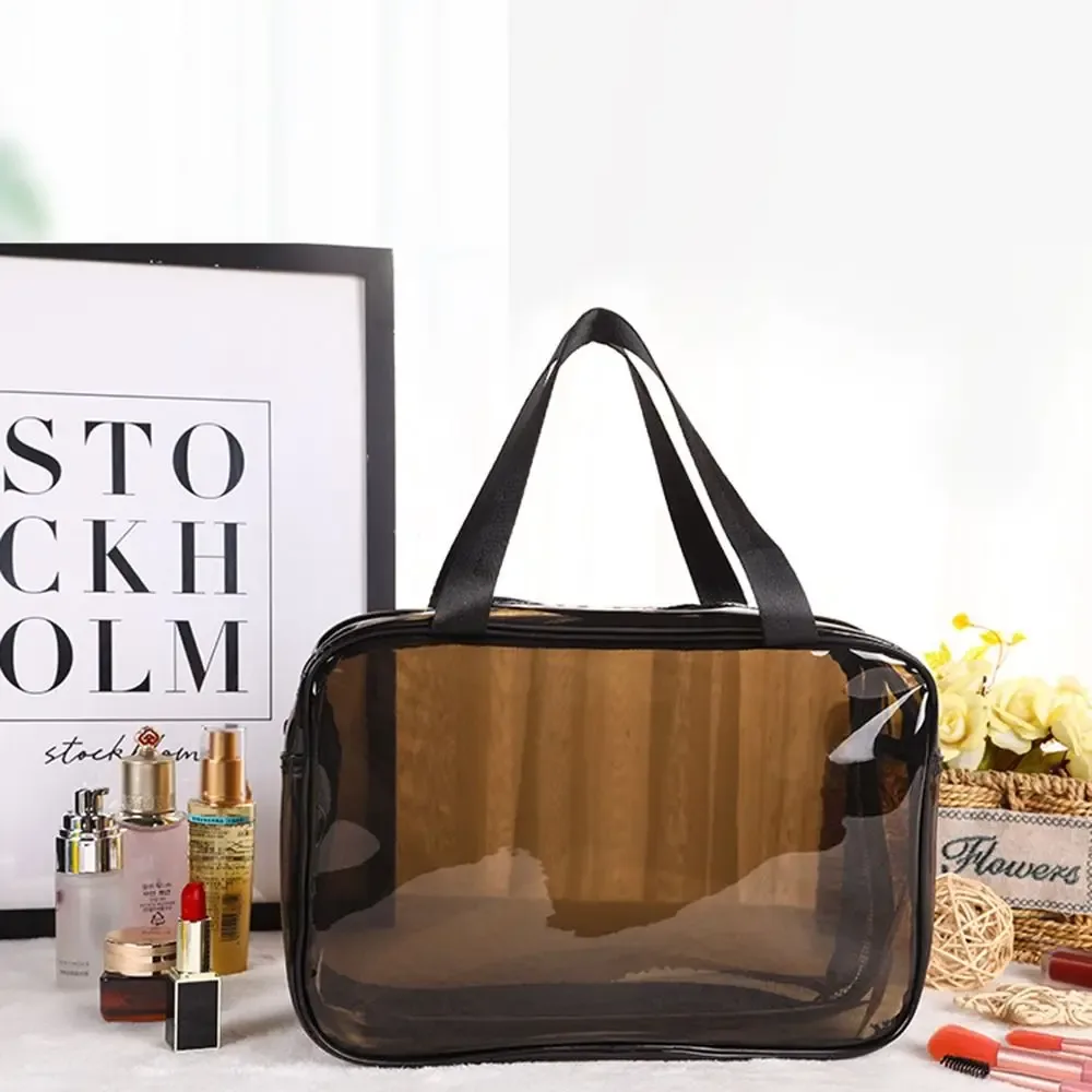 sac cosmétique transparent multifonctionnel, séparation sec et humide, sac de rangement cosmétique en pvc, grande capacité, sac de maquillage imperméable