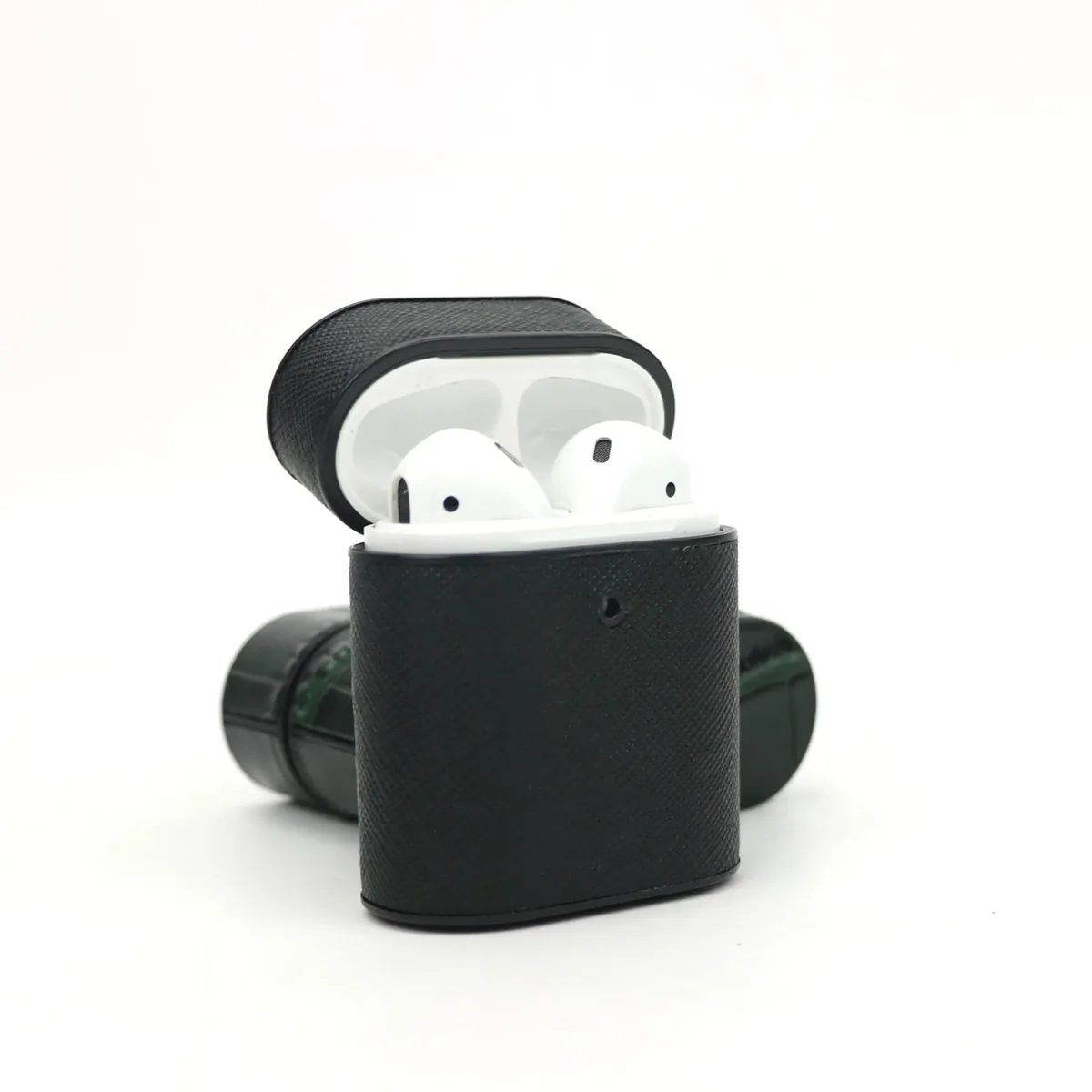boîte en cuir saffiano personnalisée pour airpods 1/2 pro, housse de protection pour écouteurs apple air pods 2 pro