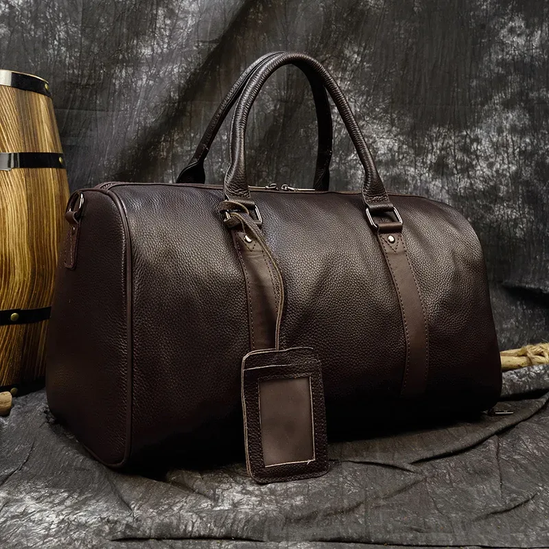 sac de voyage de luxe en cuir véritable pour hommes et femmes, sac à main en cuir de vache, sac à bandoulière de voyage, sac de sport pour week-end