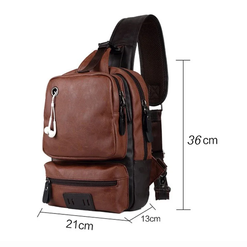 sac à dos de poitrine en cuir pu pour hommes, sacs de messager pour hommes, sac à dos vintage, sacs à bandoulière décontractés, petit sac à bandoulière, mode unique initié