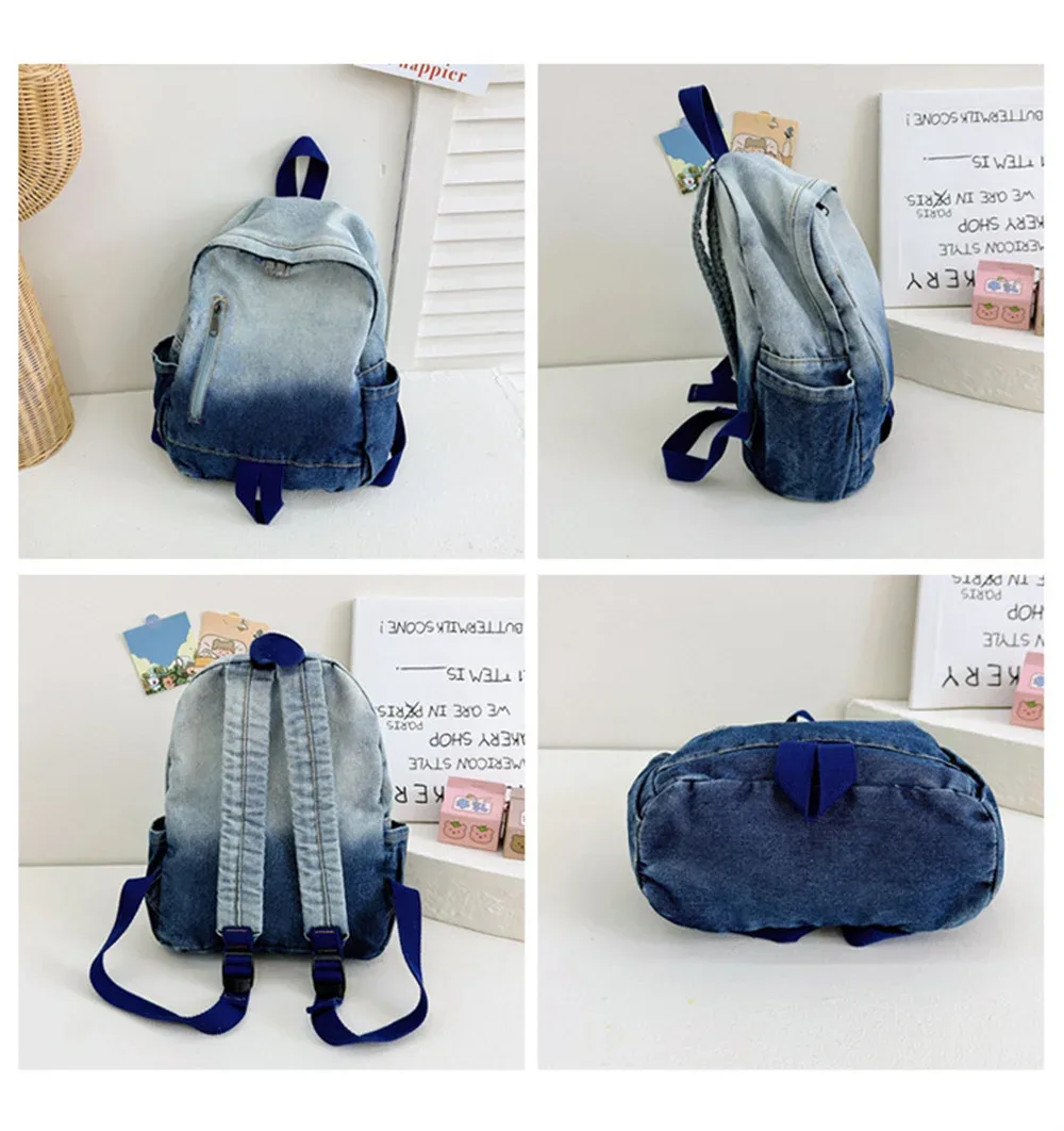 sac à dos personnalisé en jean dégradé, nouvelle collection automne-hiver, pour filles et garçons, idéal pour la maternelle, l'école et les voyages en extérieur