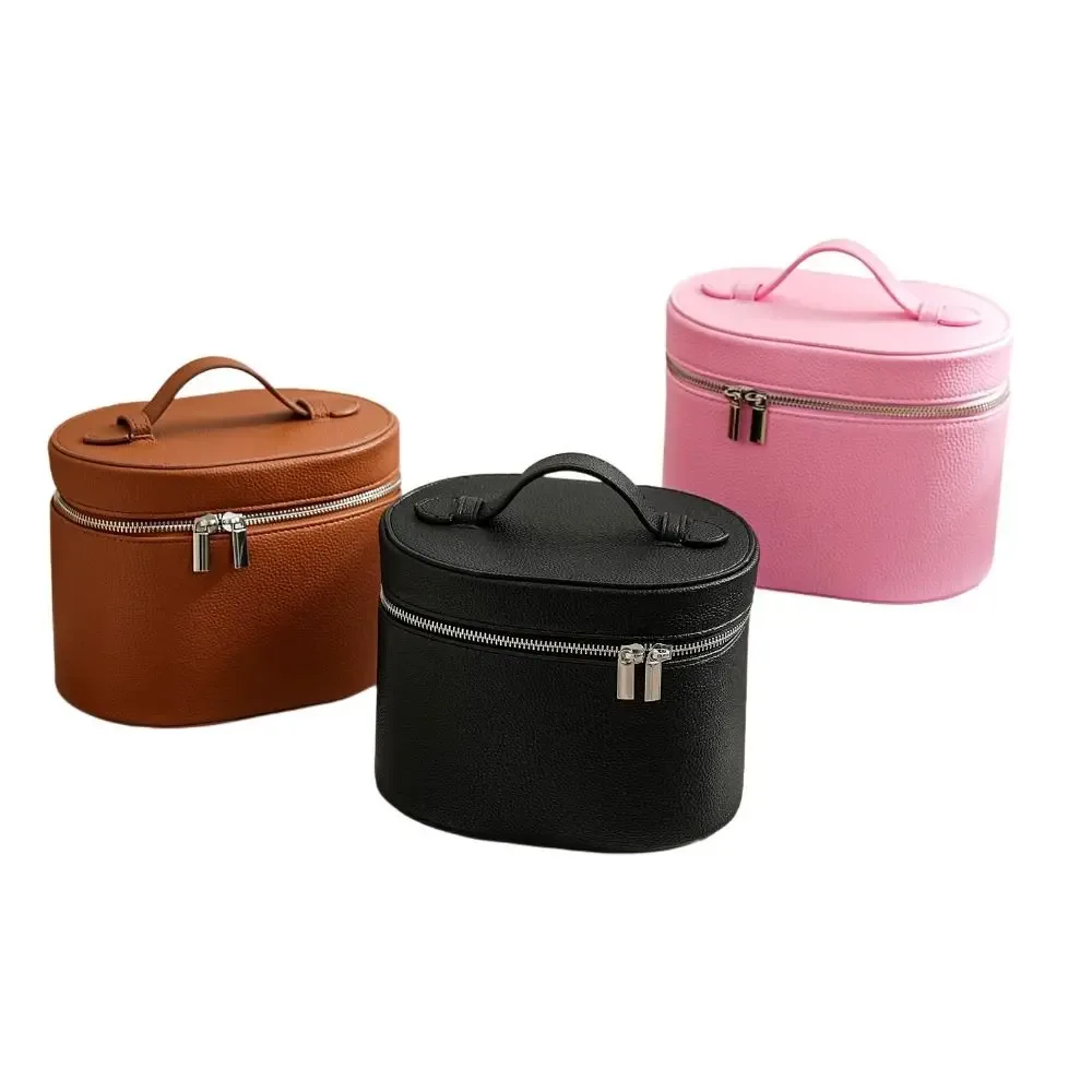 Organisateur Voyage Polyester Décontracté Ovale Marron Noire Rose Grains Cuir Poignée Glissière Cosmétiques Compression Chaussures Pochette Housse Vêtements