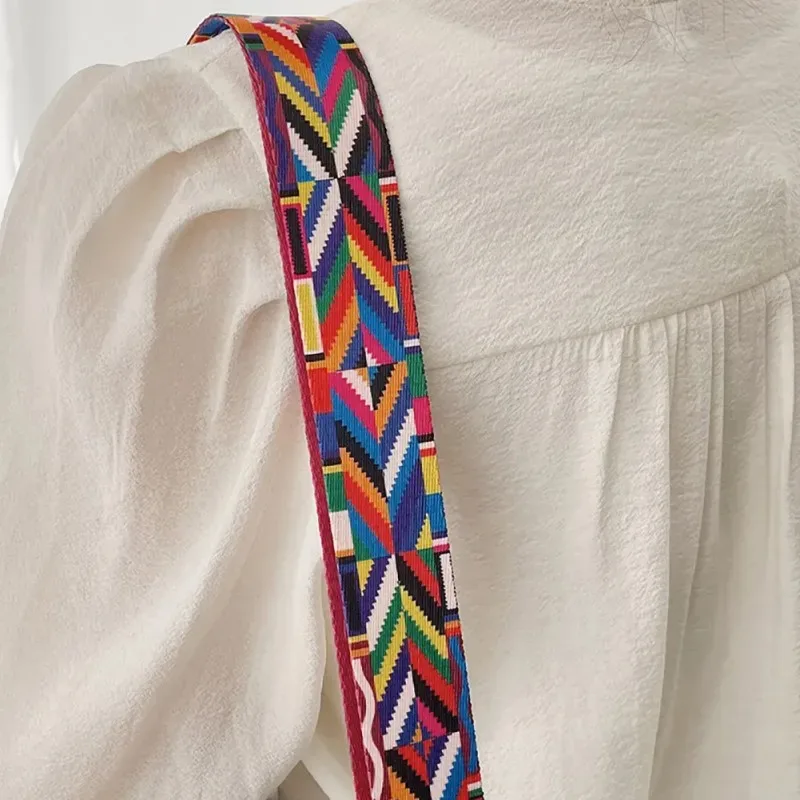 sangle de sac en nylon pour femme, 1 pièce, sangles colorées pour bandoulière, accessoires de sac à bandoulière, ceintures brodées réglables