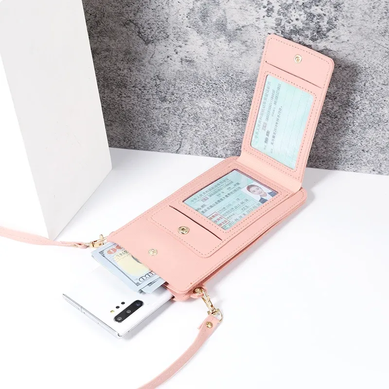 sac à bandoulière simple de couleur unie pour femmes, sac en bandoulière pour téléphone portable, portefeuille pour cartes de permis de conduire, nouvelle collection 2024