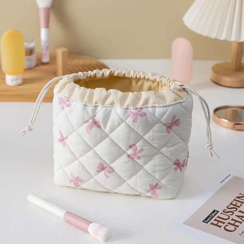 sac de rangement portable de voyage grande capacité avec cordon de serrage, en forme de coquille, mignon, de niche, pochette de rangement polyvalente en coton