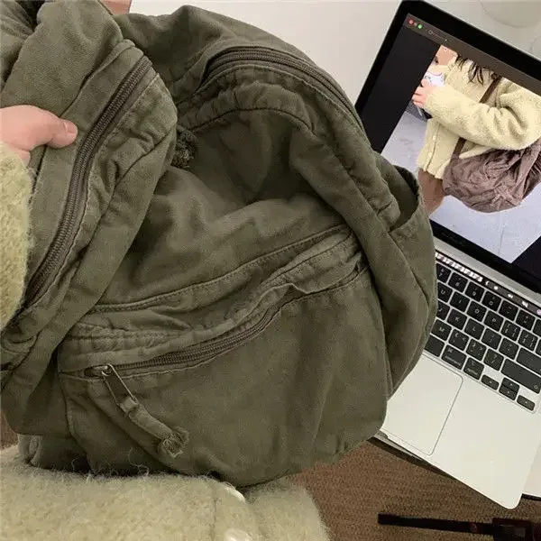 sac à dos en coton de style preppy vintage pour hommes et femmes, fermeture éclair souple, décontracté, grande capacité, style euro-américain, printemps, été, nouveau