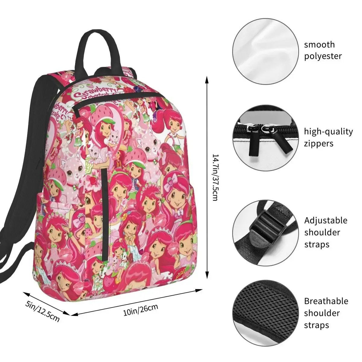 sac à dos d'étudiant like strawberry shortcake, sac d'école, sac à dos de randonnée, sac de voyage pour hommes et femmes, sac à dos tendance, sacs à bandoulière