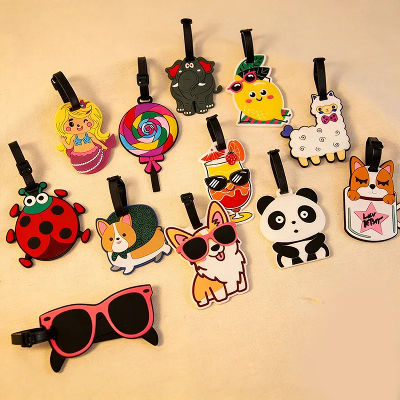 Étiquette Bagage Gel Silicium Couleurs Variées Formes Animales Motifs Mignons Voyage Usage Identification Bagages