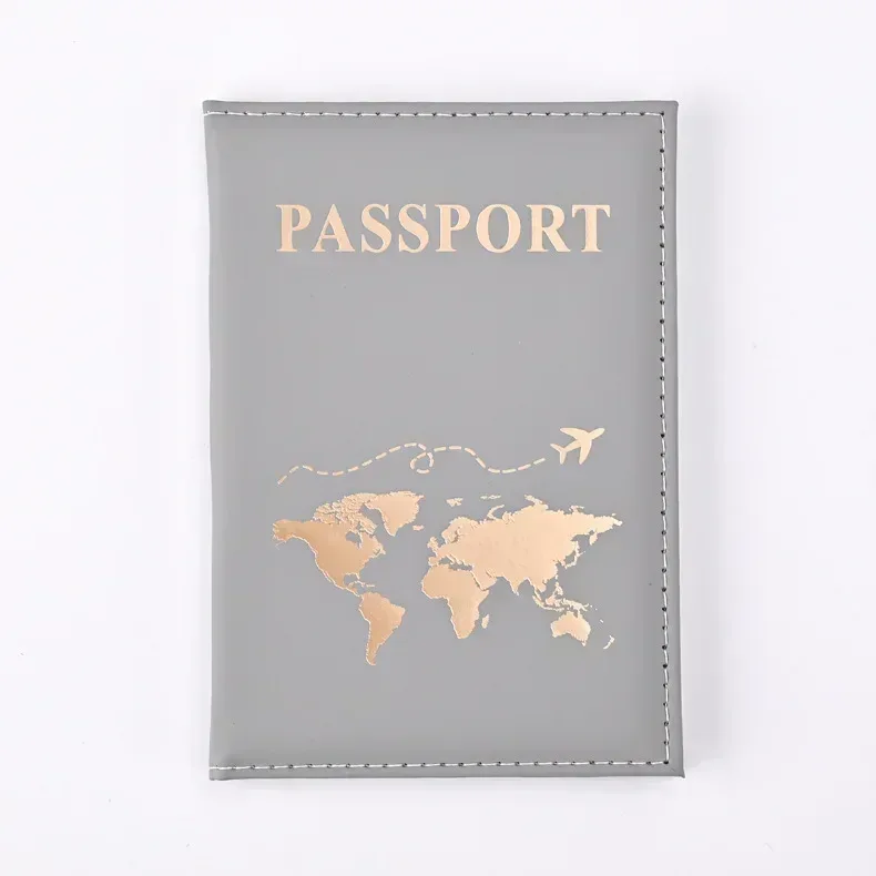 étui porte-passeport de voyage pour femmes et hommes, housse de protection en pu pour passeport, lettre imprimée, carte d'identité, porte-passeport, sacs à clip