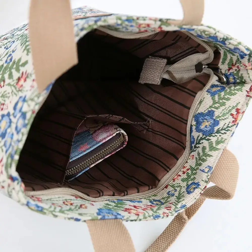 nouveau sac à main en tissu jacquard tricoté grande capacité, sac de rangement portable de type seau pour le travail, sac de sortie quotidien pour maman
