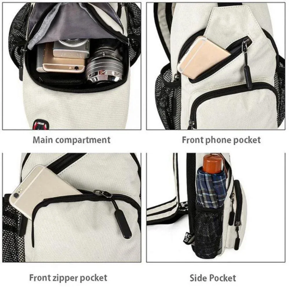 kismis messager épaule multi-fonctionnel hommes et femmes sac à dos sac de poitrine sac à dos de voyage avec trou pour casque