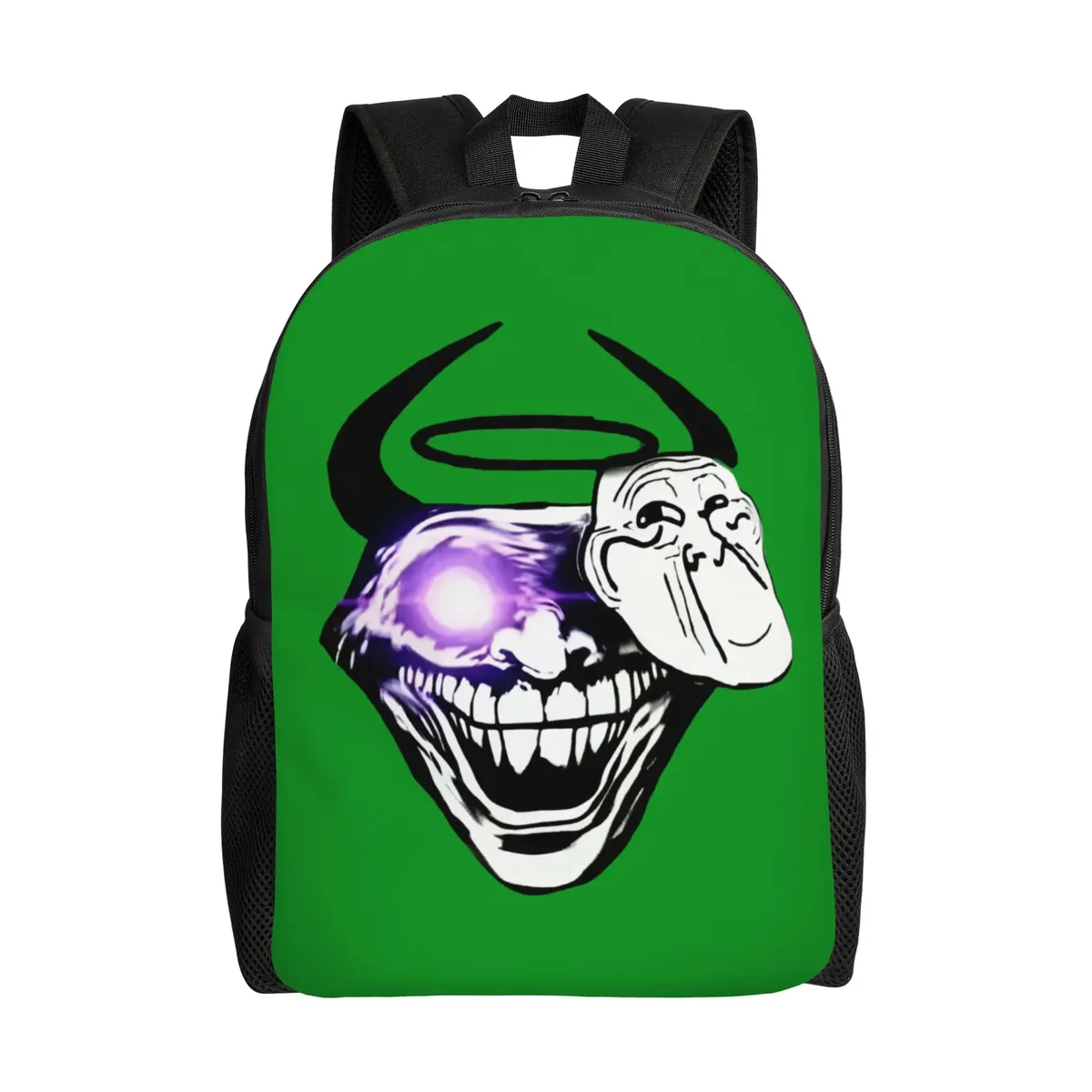 sac à dos personnalisé trollface amusant pour ordinateur portable, sac à dos basique pour femmes et hommes, sac à dos pour l'école, le collège, l'université, sac de dessin animé
