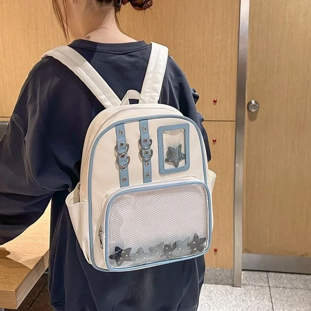 sac à dos transparent mignon en pu, sac à bandoulière y2k, sac ita lolita pour affichage diy, usage quotidien