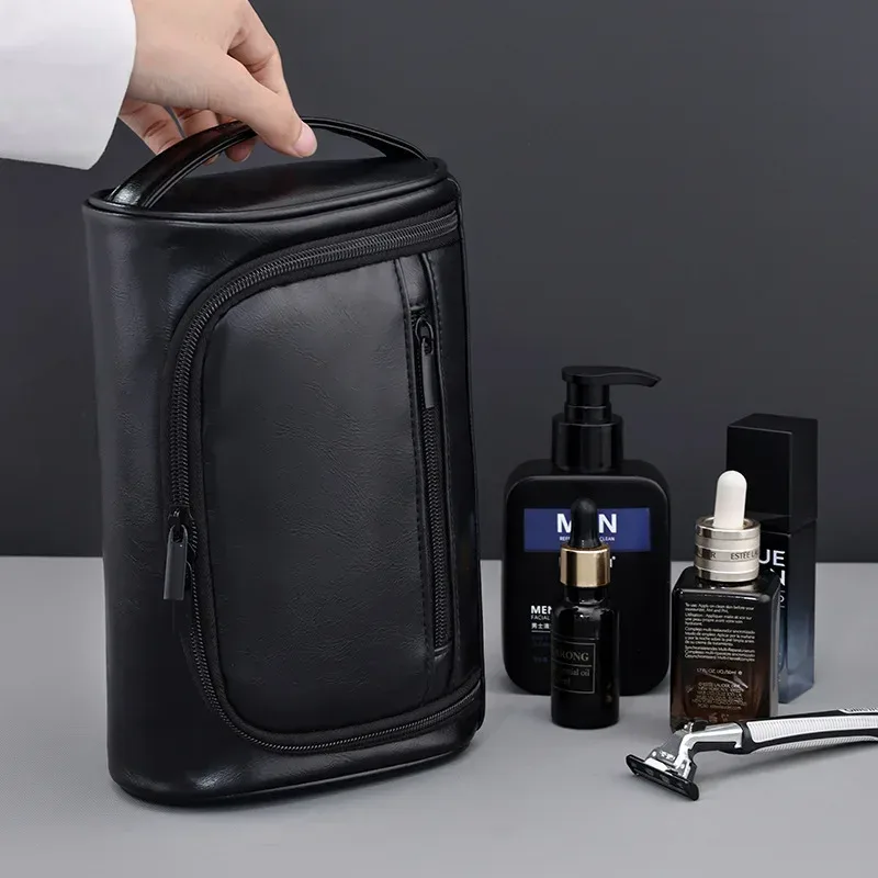trousse de toilette de voyage de haute qualité pour femmes et hommes, sacs à cosmétiques rétro en cuir pu, trousse de maquillage de voyage étanche