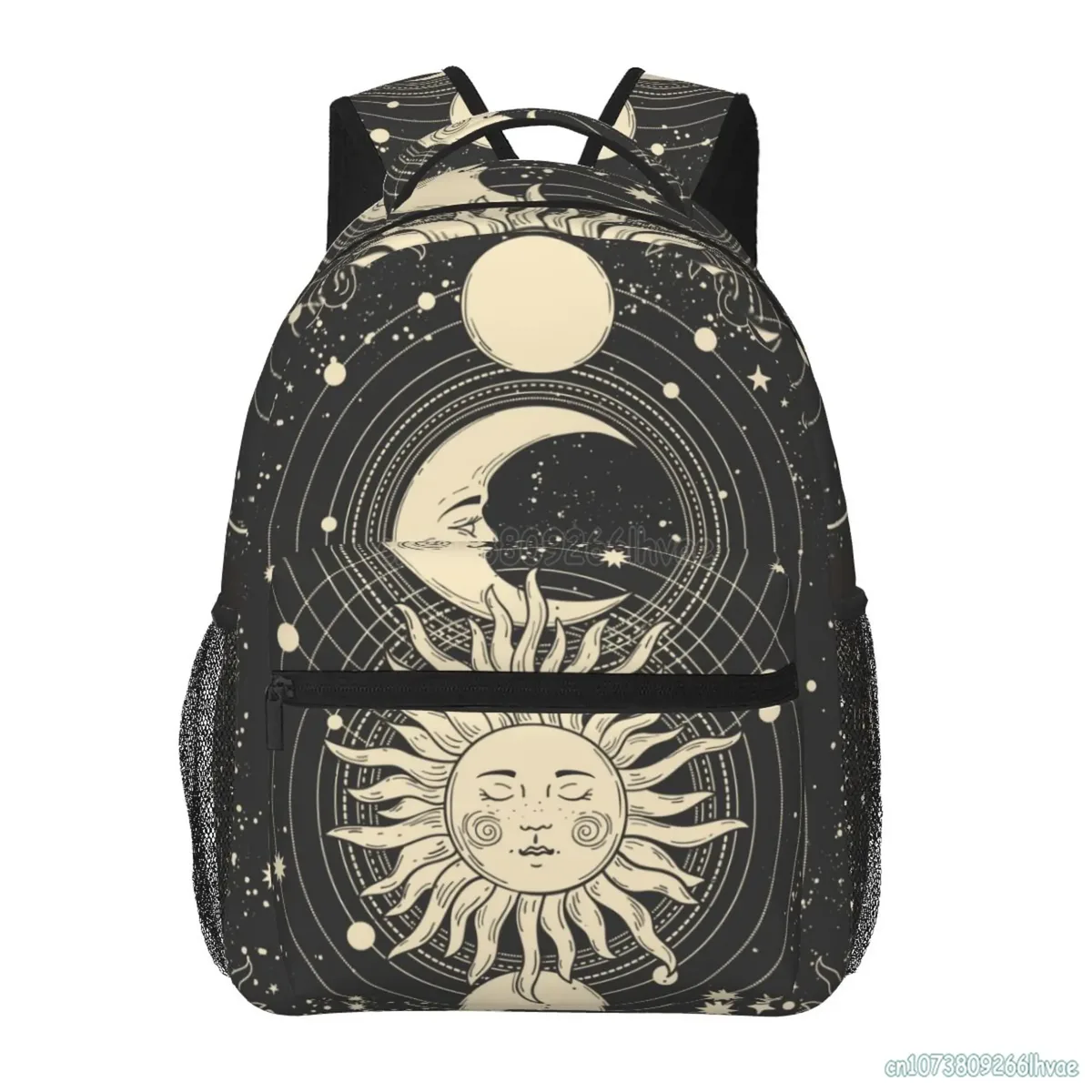 sac à dos de voyage souple unisexe, motif céleste, soleil et lune, sacs à dos gothiques mystiques, cartable pour étudiants