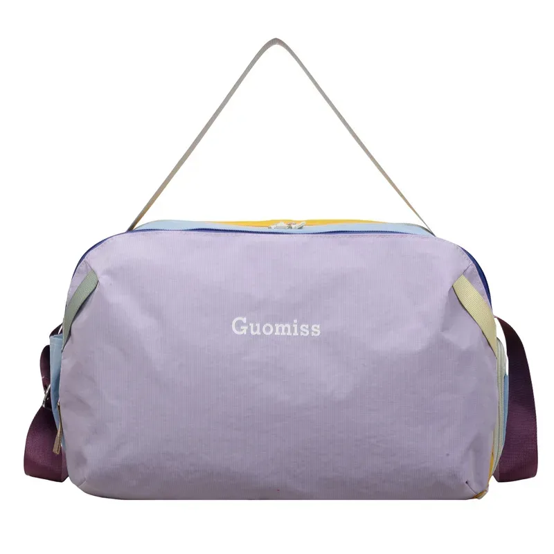 sac de voyage en nylon pour femme, sac à main coloré avec sangle, sac de sport léger pour femme, sac de nuit, sac fourre-tout décontracté pour le week-end