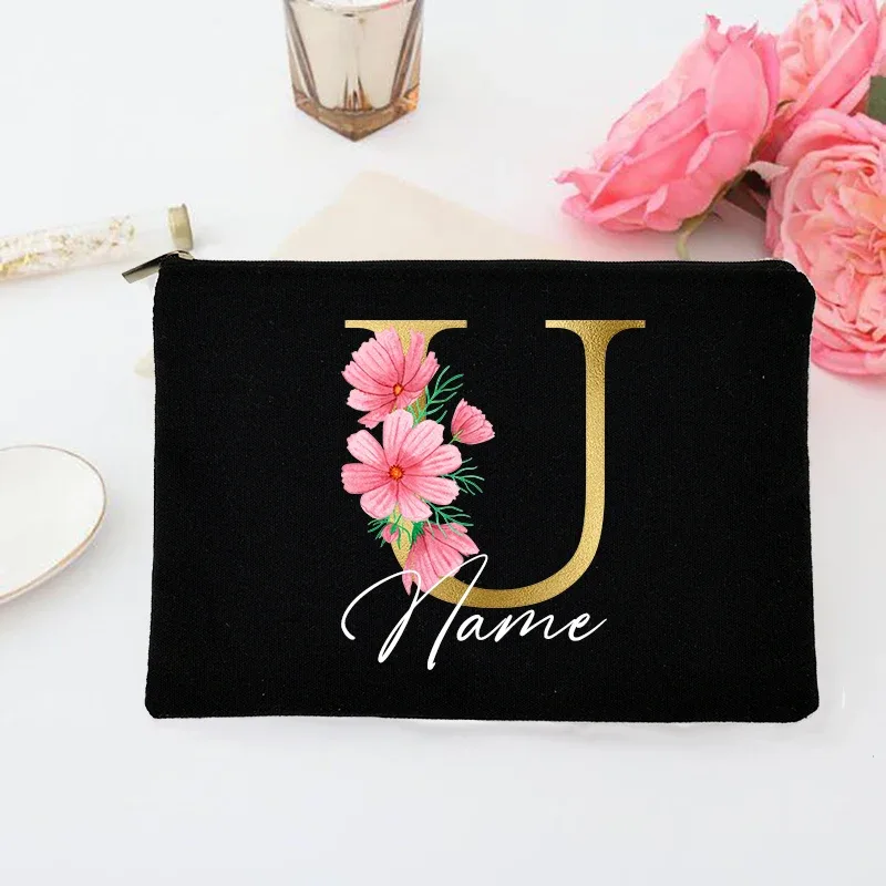 pochette de maquillage personnalisée avec initiales et nom, trousse de toilette de mariée, pochette de toilette monogramme, cadeaux de mariage pour demoiselle d'honneur