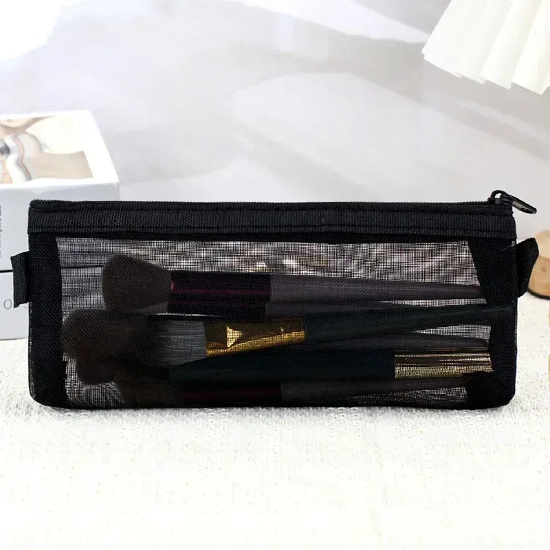 étui de voyage pour pinceaux de maquillage, trousse de toilette cosmétique, organisateur pour hommes et femmes, outils de beauté, pochette en maille à fermeture éclair, accessoires de rangement de lavage