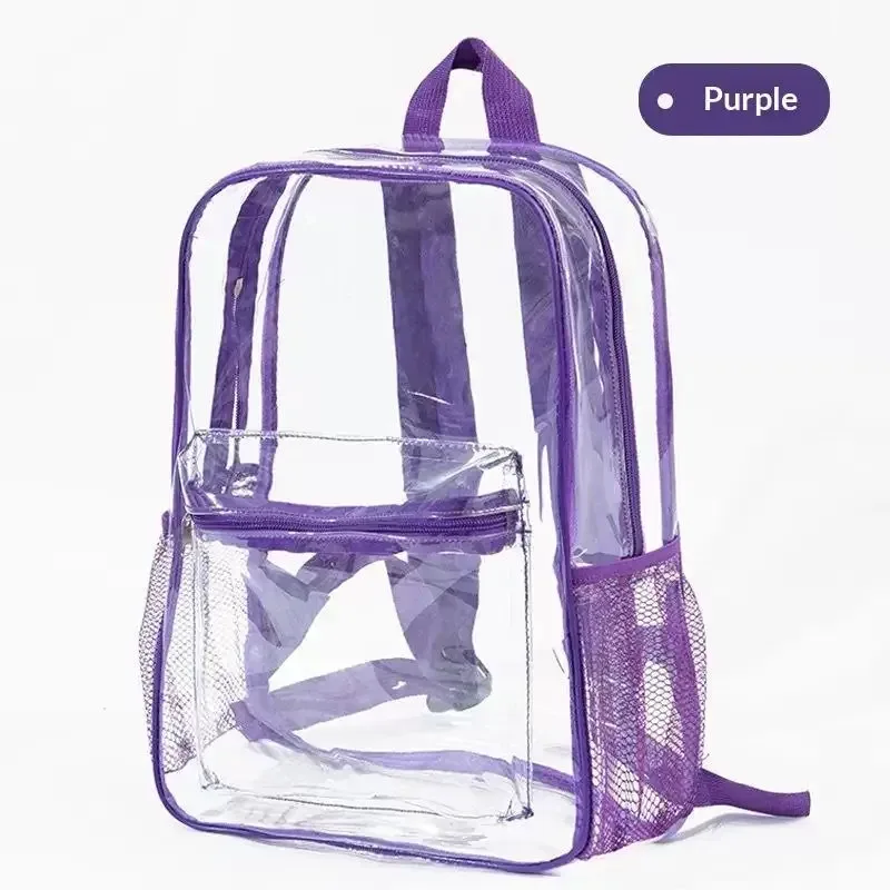 1 sac à dos transparent en pvc imperméable, avec sangles réglables, fermetures éclair doubles durables, idéal pour les stades de baseball, léger et transparent.