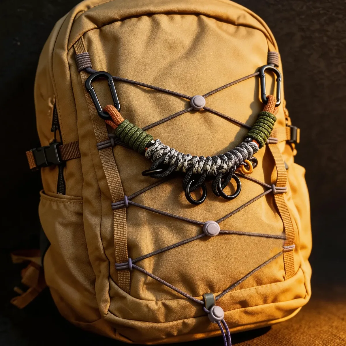 sangle sac nylon plissée anneaux métalliques motifs couleurs vivaces accessoire modification sac dos utilisation voyage